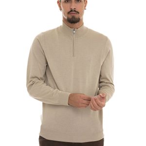 Pullover mezza zip  EBENJI Beige BOSS Uomo