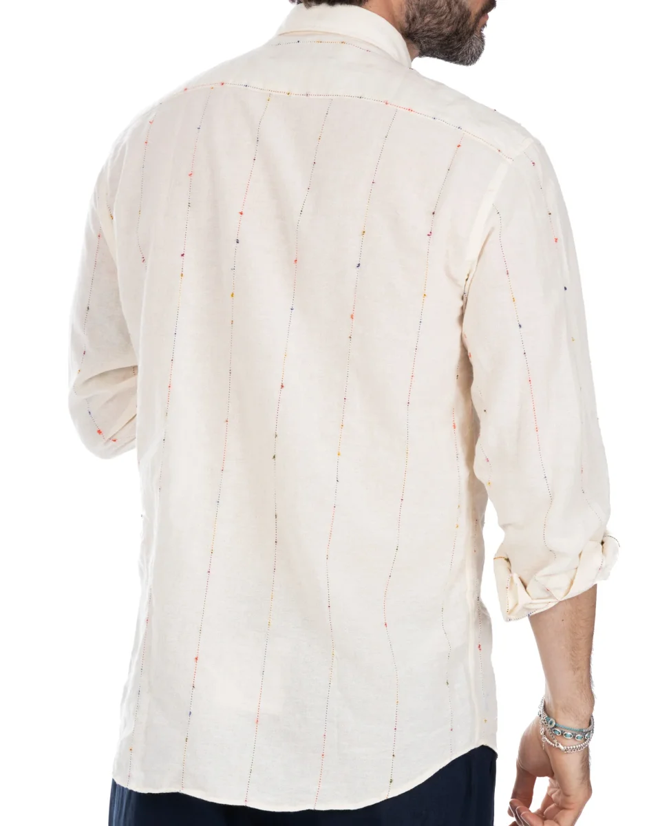 Beige Rainbow Shirt with Embroidery - immagine 8