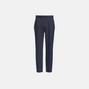 Trousers with tailored band in 130s wool with blue window Caccioppoli