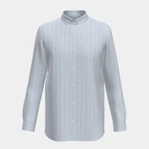 Light blue striped cotton twill tailored shirt